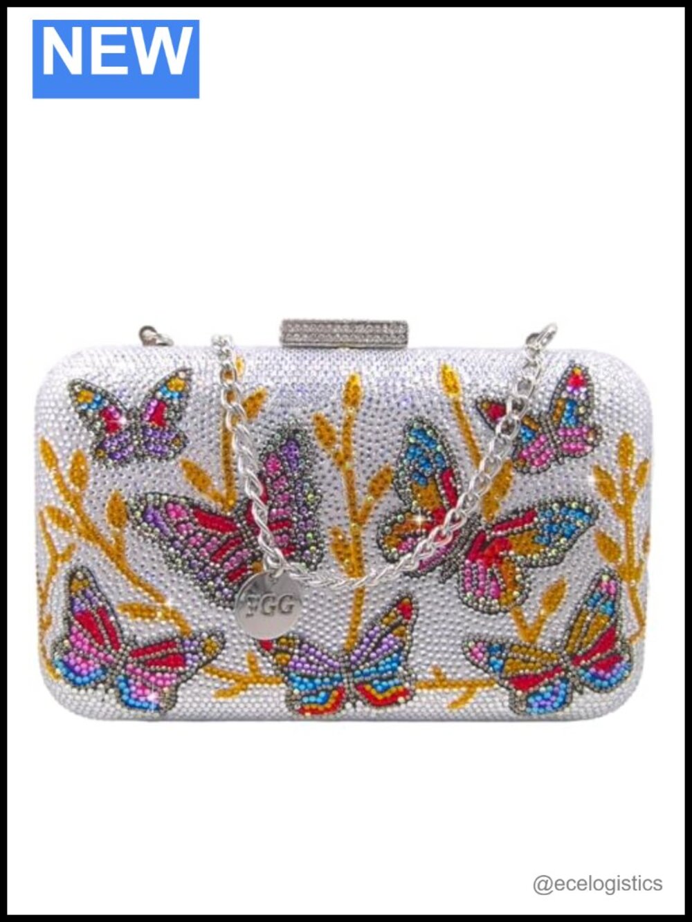 Crystal Butterfly Clutch Evening Bag for Women Formal Party